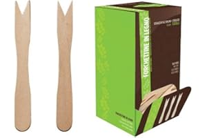 CROWN CHEF 1000 Pezzi Forchettine Legno Di Betulla 8,5 Centimetri Forchette Usa E Getta Finger Food Forchettine A 2 Punte Biodegradabili E Compostabili