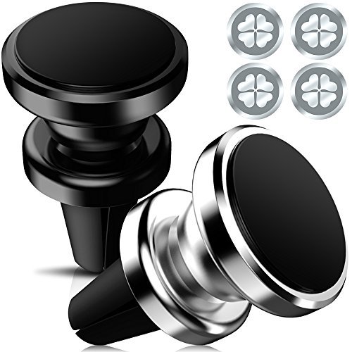 KEKU  Supporto per Auto Magnetico 2Pack Air Vent Supporto telefonico Multi-Angolo iPhone 7 6 6s 5 5s, Samsung 5s 5 SE, Galaxy S8 S7 Edge, Note5 Nexus 6 (Argento, Nero)