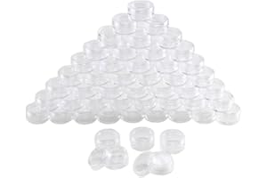 FOGAWA 50Pcs Mini Pots Cosmétiques Vide 5ml/5g de Voyage Contenant Cosmétique Plastique Petite Boîte Ronde Transparente avec Couvercle pour Crème Lotion Poudre Echantillon Petit Boucle d'oreille