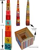 Toys of Wood Oxford Stacking Boxes Cubes/ Number and Alphabet Blocks Stacking Cups