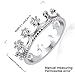 JaneDream Women Silver Plated Gorgeous CZ Crystal Rhinestone Princess Queen Crown Wedding Ring (Silver&Size O)