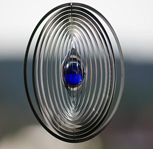 A2003 – steel4you hochwertiges 3D Windspiel aus Edelstahl mit Glasperle – Kreis 15cm x 15cm – made in Germany - 2