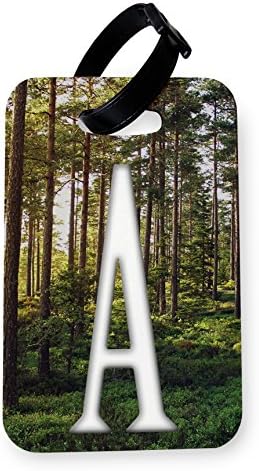 WTF | Personalised Custom Large Initials Forest | Printed Art Faux Leather Passport Cover/Luggage Tag (Luggage Tag)