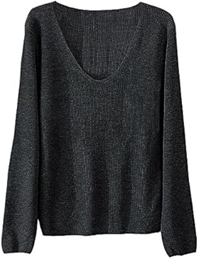 Damen Pullover,iPretty Damen Langarm Strickpullover mit V-Ausschnitt
