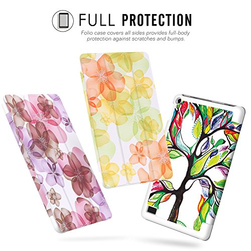 MoKo Fire 2015 7 Zoll Hülle – Ultra Slim Lightweight Schutzhülle Smart Cover Case mit Standfunktion für Amazon Fire Tablet (Vorherige 5th Generationeration – 2015 Modell) Tablet, Glück Baum - 6