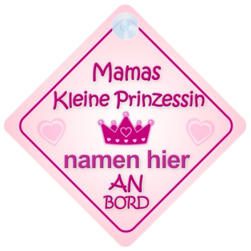Preisvergleich Produktbild Mamas kleine Prinzessin An Bord Personalisierte Autokennzeichen Neues Baby Mädchen / Kind Geschenk / Präsentieren / Baby on Board / Autoschild