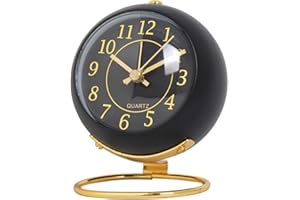 BYNYXI Tischwecker Analog, 11.5cm Kleine Schreibtischuhr mit Nachtlampe Wecker Retro Tischuhr Lauter Wecker Nachttischuhr Standuhr klein Modern Leise Wanduhren Tischuhr für Schlafzimmer Wohnzimmer Küche
