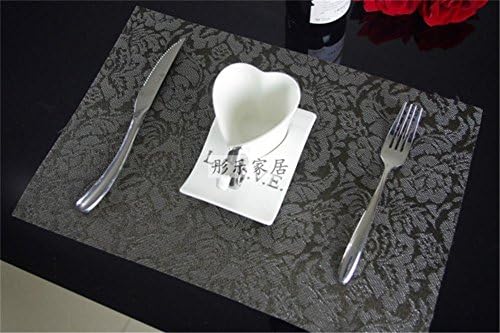 ZHUODIAN Placemat 4 Pcs Special Offer Upscale European Style Printing Western Mats Pvc Placemat Waterproof Table Mats Bowl Pad Plate Pad , Black