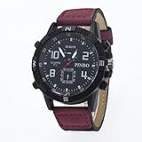 Easy Go Shopping 3er-Pack runde Zifferblatt Lederband Canvas-Uhr (Colour : Black and Purple)