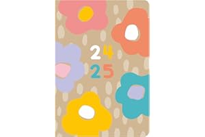 QUICKDRAW Academic Diary 2024-2025 A5 Week to View Mid Year Fully Recyclable Eco Diary Student Planner Casebound Organiser (Kraft Flower)