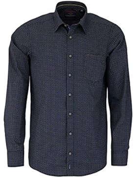 CASAMODA Casual Fit Hemd Langarm New Kent Kragen Muster dunkelblau