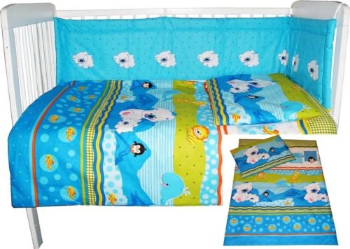 Babies-Island A 3 Piece Bedding For Baby/Toddler Bumper+Duvet Cover+Pillowcase Cot/Cot Bed - Blue Arctic Teddies - Size : 120x150 cm