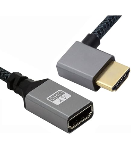 PNGKNYOCN Cavo HDMI 2.1 8K Corto, 1FT/0.3M 90 Gradi Ultra Ad Alta Velocità, Curva Verso Il Basso, Maschio-Maschio, Supporto 8K@60Hz, Dynamic HDR, HDCP 2.2&2.3, eARC (Down/0.3m