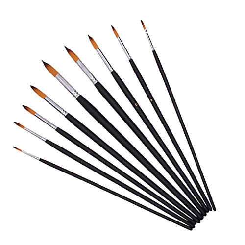 9 Stück Künstler malen mit dem Pinsel Set Runde Spitze Nylon Aquarell Acrylfarbe Haarbürsten