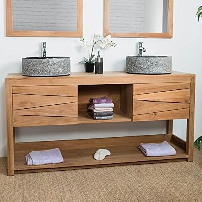 wanda collection Meuble double vasque de salle de bain en teck cosy 160cm