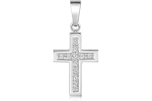 MATERIA by Matthias Wagner Kreuz Anhänger Silber 925 Zirkonia Kette für Damen und Mädchen