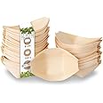 BIOZOYG Wooden Bowl Boat of Pine Wood I Organic Disposable Tableware Sustainable and Compostable I Snack Bowl for Fingerfood Currywurst Pommes Sushi I Serving Bowl for Cold and Warm Dishes 100 pcs