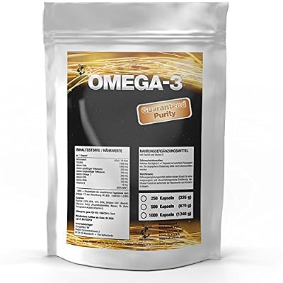 OMEGA 3 KAPSELN á 1000 mg - 250 Softgel-Kapseln - Premium Lachsöl - Fischöl + Vitamin E, 18% EPA / 12% DHA - Gesunde…
