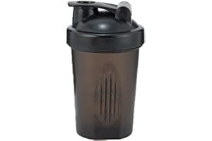 AidShunn Shaker de protéines 400 ml avec boule mélangeuse anti-fuite sécurisé à rabat pour shaker de poudre, gym, supplément de sport, fitness et entraînement (noir)