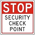 Stop Security Check Point Sign | Foam Board Fixed on Waterproof Sticker with Double Sided Tape
