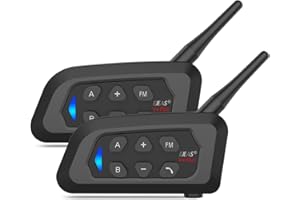 EJEAS V4 Plus Interfono Moto Bluetooth Coppia, Casco da Moto Cuffie Bluetooth 5.1 con Riduzione del Rumore FM e CVC per Interfono Full Duplex per 4 Persone (Confezione da 2)