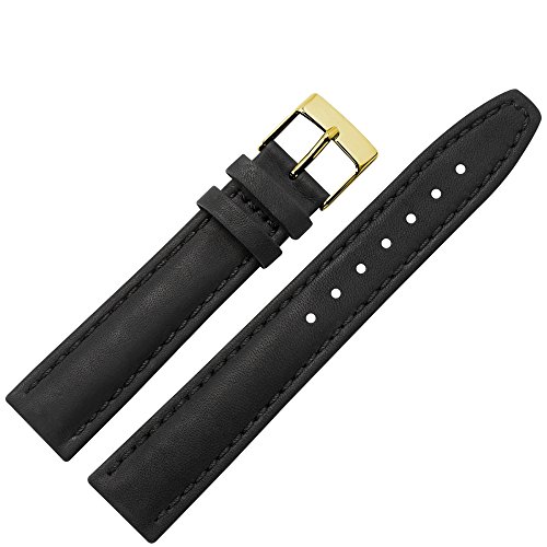 Uhrenarmband 18mm Leder schwarz mit Naht, Bombage - Lederarmband fr Uhren mit einfacher Naht - dezent bombiertes Uhren Ersatzband - Marburger Uhrenarmbnder seit 1945 - schwarz / gold Uhrenarmband 18mm Leder schwarz mit Naht, Bombage - Lederarmband fr Uhren mit einfacher Naht - dezent bombiertes Uhren Ersatzband - Marburger Uhrenarmbnder seit 1945 - schwarz / gold