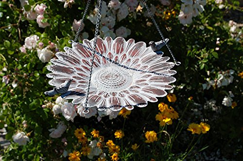 Vogeltränke zum hängen Futterstelle aus Eisen für Vögel mit 2 Vögeln Braun Wasserschale Rostfarben - 7