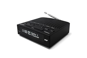 AZATOM Horizon 2 Black DAB+ & FM Radio, Dual Alarm Clock, Bluetooth, USB Mobile Charger, Mains & Battery Powered, Headphone Aux Input