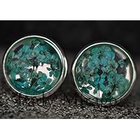 Echte Blüten Ohrstecker -Versilbert-