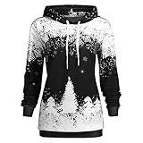 iHENGH Neujahrs Karnevalsaktion Damen Frauen Weihnachten Hooded Print Langarm Sweatshirt Bluse(XL,Schwarz)