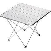 HAEGS Full Aluminum Folding Camping Table, Easy Portable Compact O for Picnic, BBQ, Fishing, Nature Activities, Beach