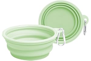 WEGLOK Gamelle pour Chien Pliable – 2 Pcs – Bol de Voyage, écuelle, Abreuvoir pour Chien – idéal pour Les Voyages, promenades et Le Quotidien – Léger, Compact (Verte, 350ml)