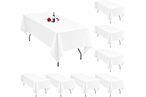 Lumaycens 8 Pack White Tablecloth 60X102Inch Table Cloths Rectangle Polyester Farbic Tablecloths For 6 Foot Tables Washable White Table Cloth Rectangular for Wedding Party Banquet