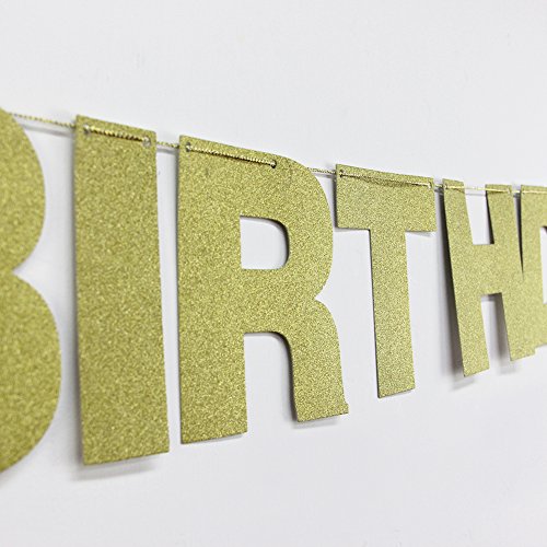 SUNBEAUTY 3 Meter Gold Glitter HAPPY BIRTHDAY Girlande Geburtstag Deko - 3
