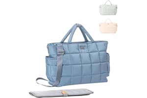 WelaVila Sac à langer style bouffant, sac de voyage chic pour bébé avec matelas à langer et poches isothermes, sac fourre-tout multifonction – Bleu roi