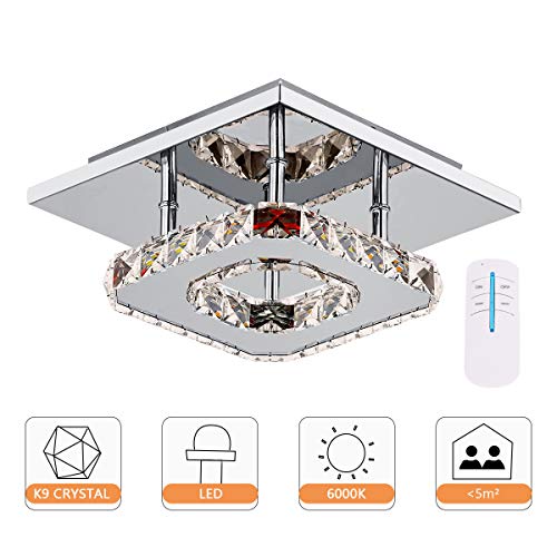 Fy-Light Cristal Plafonnier Télécommande Couleur Changeante Moderne Carré Cristal Lustres Pour Allée, Couloir