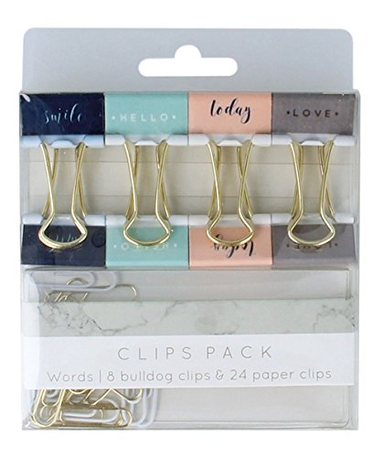 Kaisercraft Planner 8 Bulldog &amp; 24 Paper Clips Pack-Words