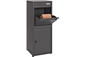 AURAHOME DWD® Premium Complete Steel Delivery Parcel & Letter Drop off Outdoor Large Secure Mail Package Parcel Lockable PostBox Waterproof Anti Theft Design,Fixings, Heavier 20kg 41cm X 40cm X 102cm,Black