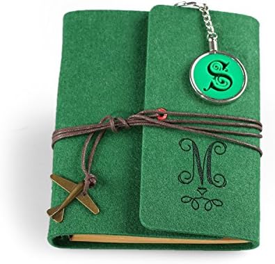 Personalised Hunter Green Refillable Notebook and Charm with Key Chain Pair - Great Gift Set
