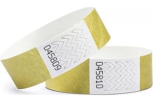 Europaband - Lot de 1000 Bracelets tyvek - pour identification lors d'évènements et de soirées - indéchirables et imperméables (Or)