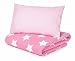 Cotbed Duvet Cover and Pillowcase Set, Pink with White Stars