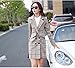 Smile YKK Stylish Winter Women Wool Grid Long Sleeve Lapel Coat Outwear Jacket Beige L
