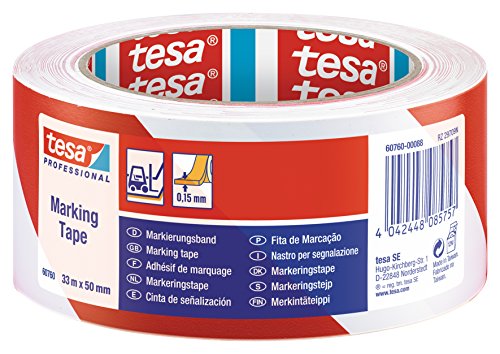 Preisvergleich Produktbild tesa 60760 Markierungs- Warnband 50mm rot / weiß 33m