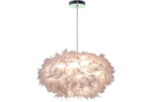 PETITES ECREVISSES Design Pendelleuchte Weiß Federn Hängelampe Ø45cm mit E27 Lampenfassung für Wohnzimmer Esszimmer Schlafzimmer, 40W