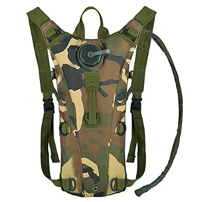 Vbiger Sac à dos d'Hydratation Tactique - avec poche à eau de 3 L - Cyclisme, Randonnée, Running (Camouflage 1, 3 L)
