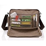  MeCool Umhängetasche Herren Retro Schultertasche Kleine Canvas Messenger Taschen für Sporttasche Outdoor Freizeit Schule Segeltuch Reisetasche Strandtasche Günstige Freitag Handtaschen, Braun Schwarz (Beige)