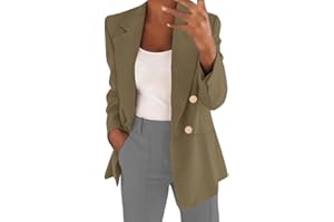 shownicer Blazer Femme Élégant Manches Longues Revers Veste de Costume Blouson Jacket Couleur Unie Slim Fit Tailleur Ouvert Manteau