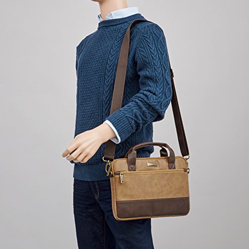 Laptoptasche 11.6 Zoll, Evecase Premium Doppelfarbige Umhängetasche mit Gepolstert Laptopfach, Fronttasche, Zubehörfach für Laptop bis 11,6 Zoll – Fuchs Braun - 7