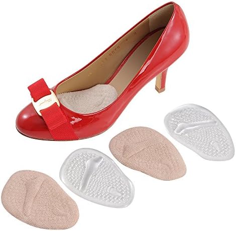 Alodor Forefront Foot Cushion for Ball of Foot Pain Relief 2 Pairs with Transparent and Hushed Violet Color per Pack