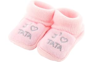 FRUIT DE MA PASSION Chaussons pour bébé 0 à 3 Mois rose - J'aime tata